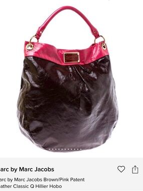 Marc Jacobs Brown and Hot Pink Patent Hobo